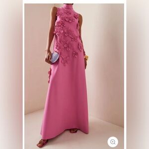 3D Floral High Neck Sleeveless Maxi Dress